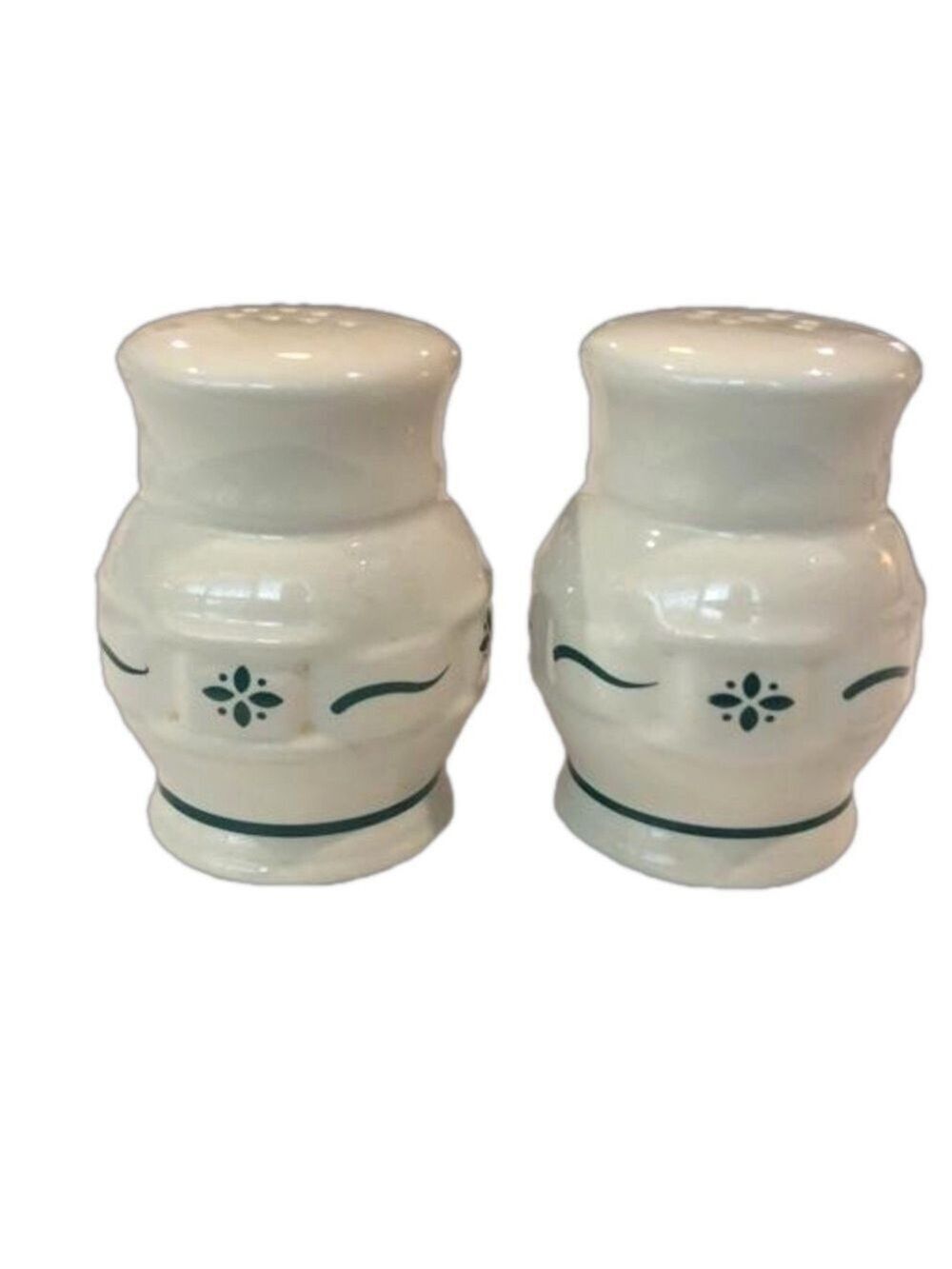 Longaberger Woven Traditions Heritage Green salt and pepper shakers.